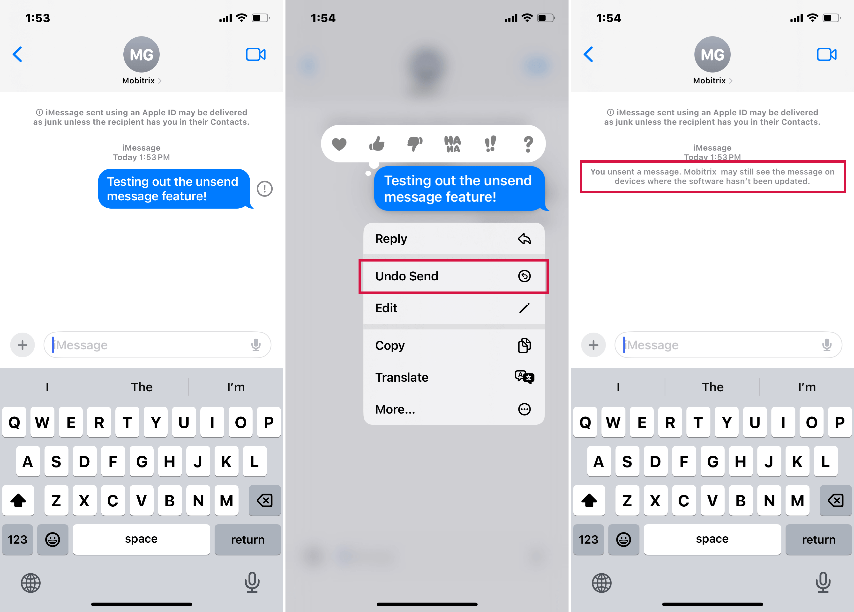 Unsending An Imessage