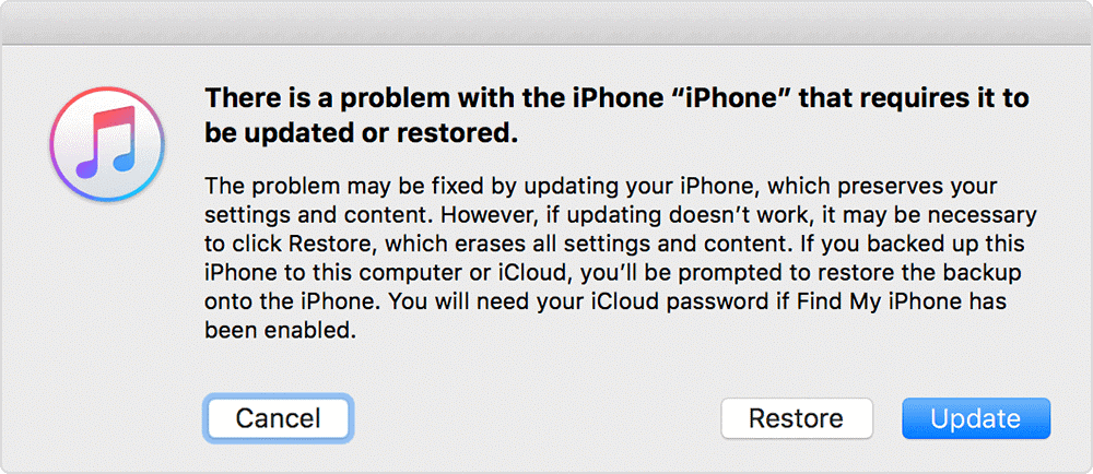 Update or Restore iPhone via iTunes