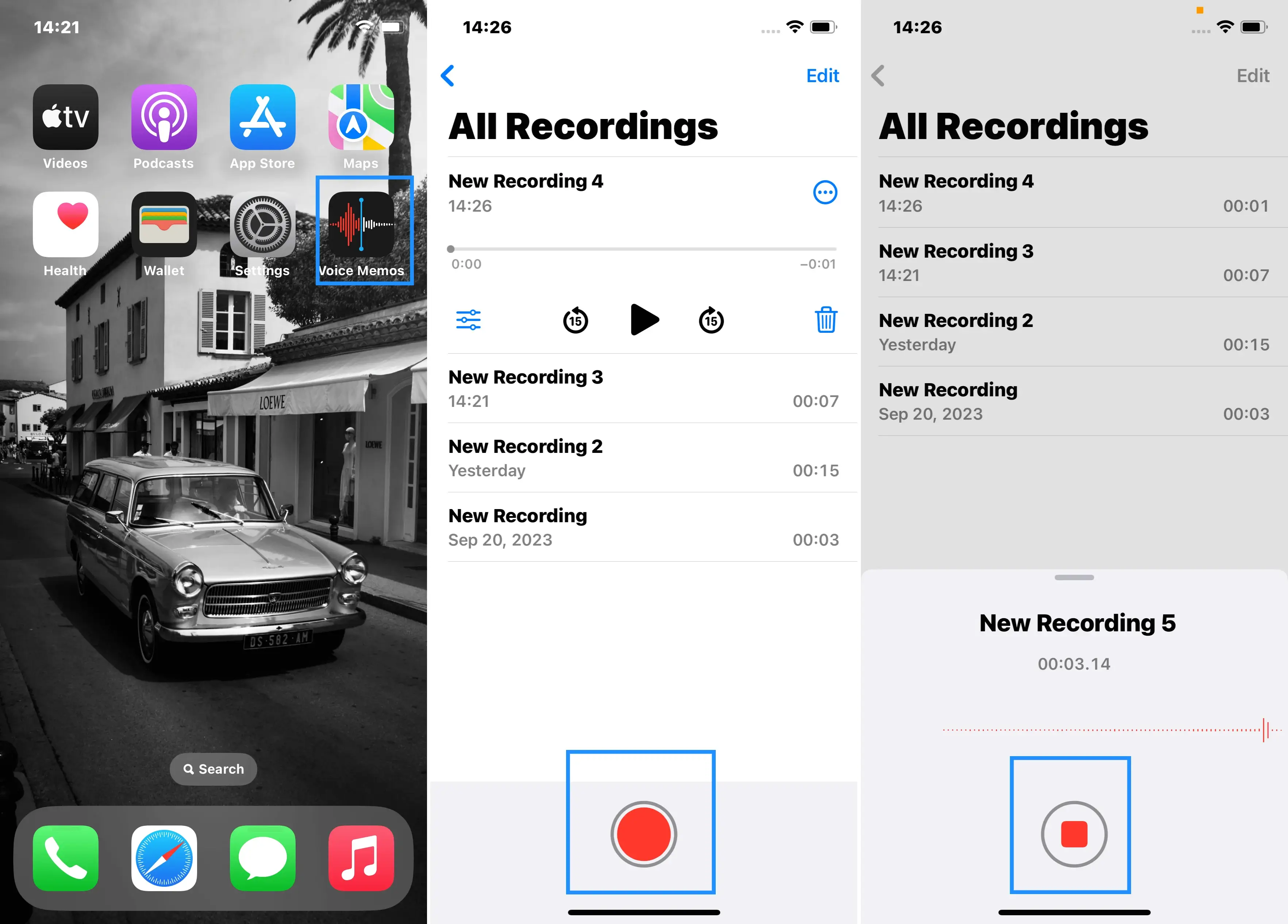 Voice Memos App On Iphone Showing Record And Stop Buttons