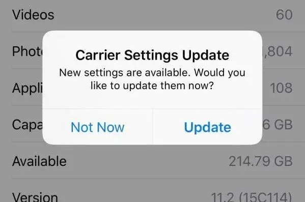 Update Carrier Settings on iPhone