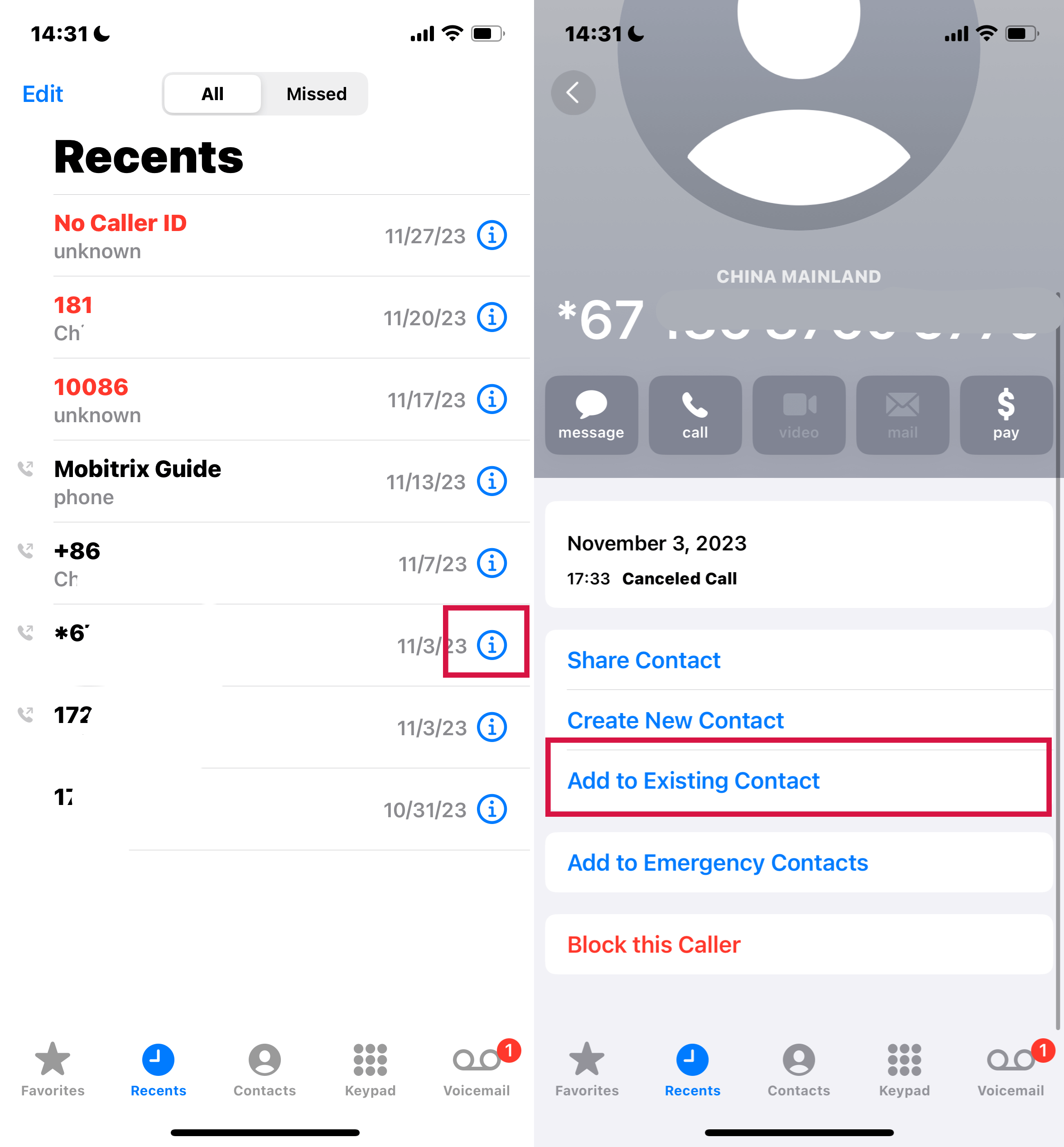 Adding Recent Callers to Your Contacts on iphone