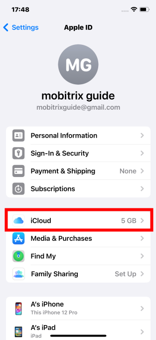 Check iCloud Storage On iPhone Settings Click iCloud