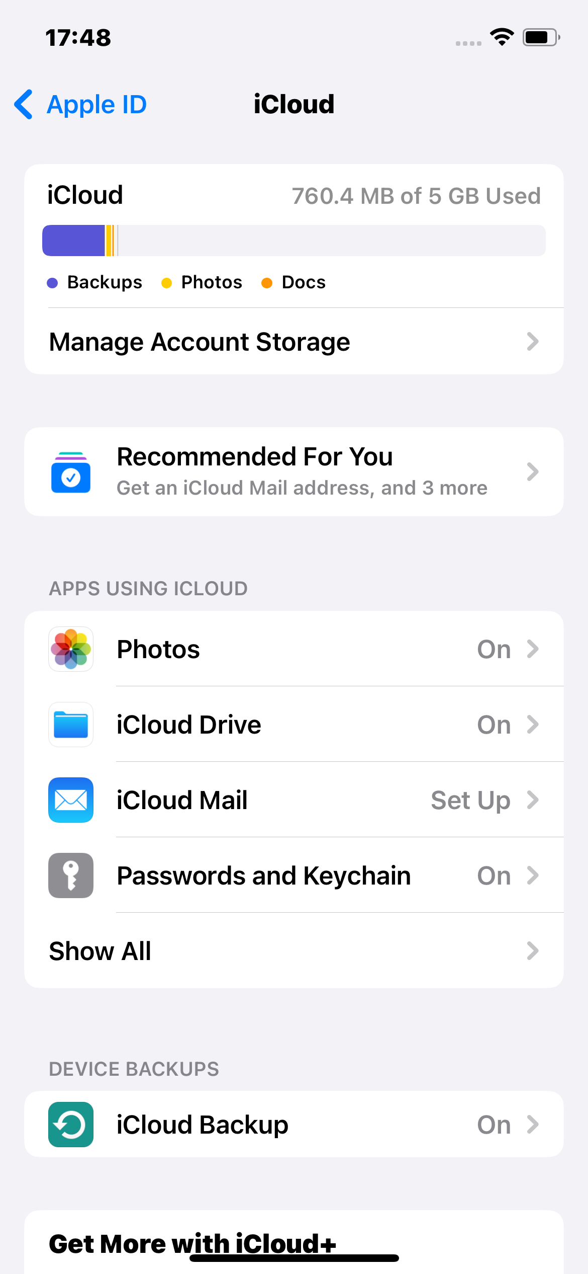 Check iCloud Storage On iPhone Settings iCloud Storage