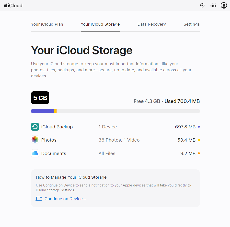 Check iCloud Storage Via Icloud Online - Your iCloud Storage