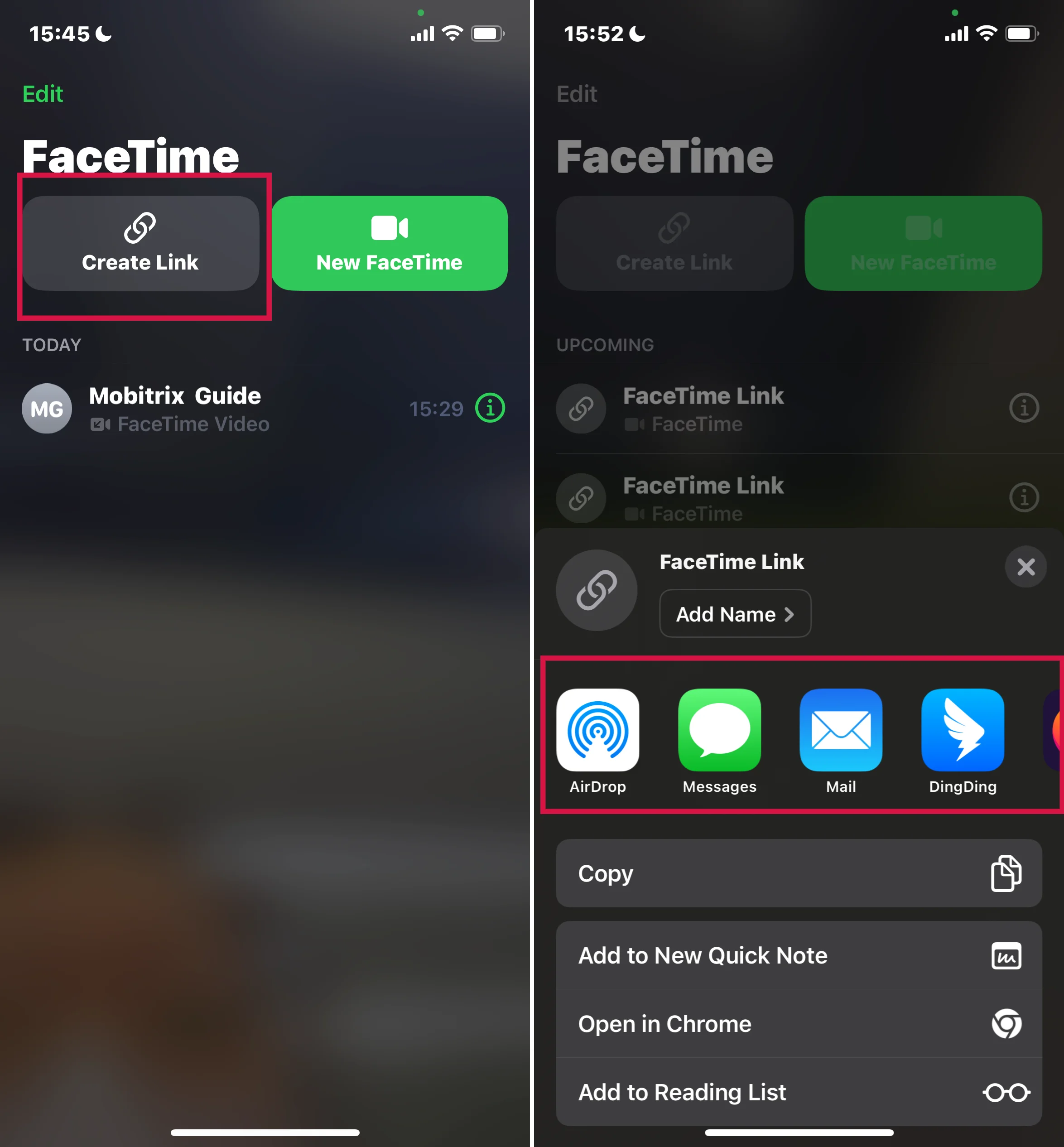 Create a Link to a Facetime Call On iPhone
