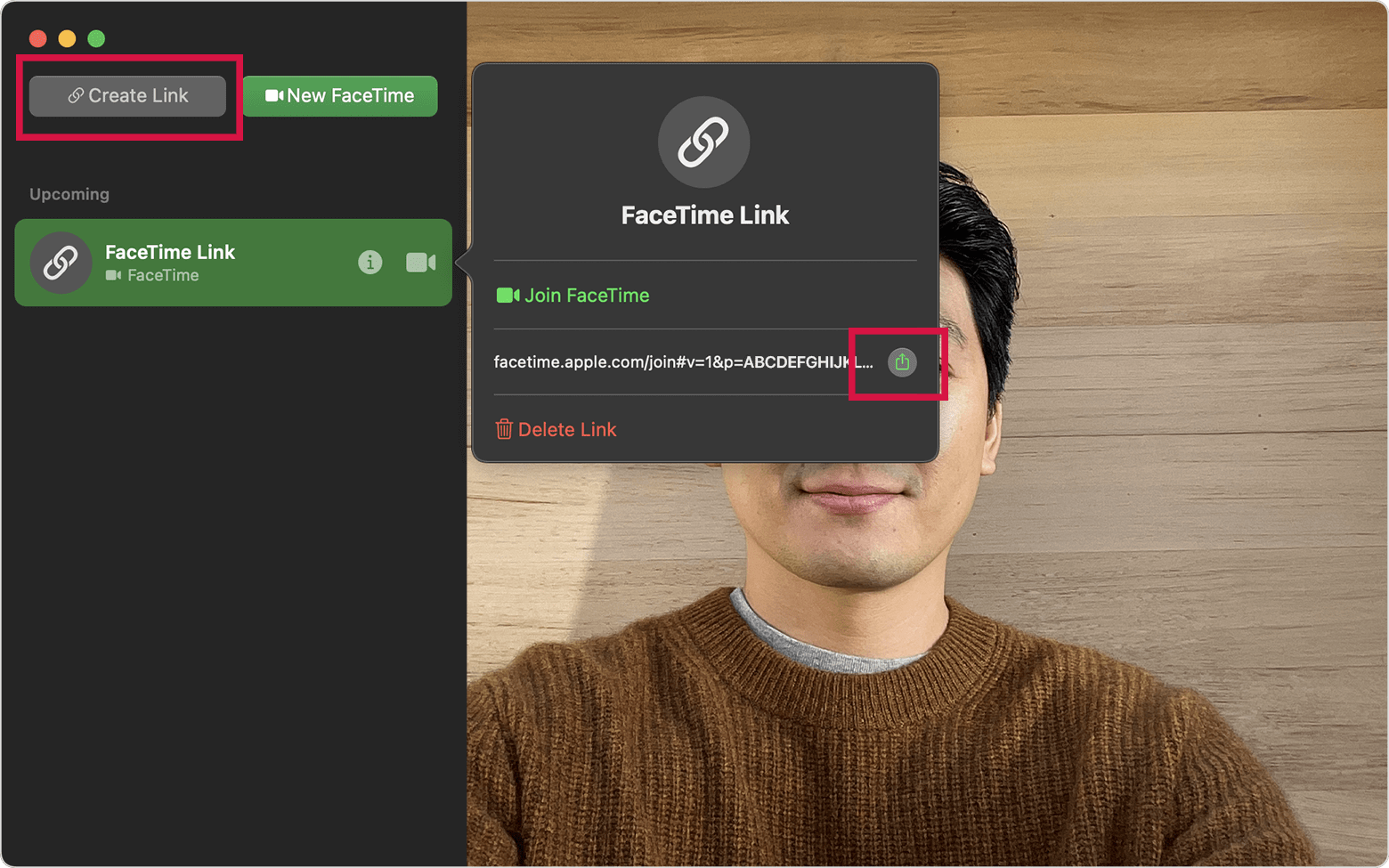 Create a Link to a Facetime Call On Mac