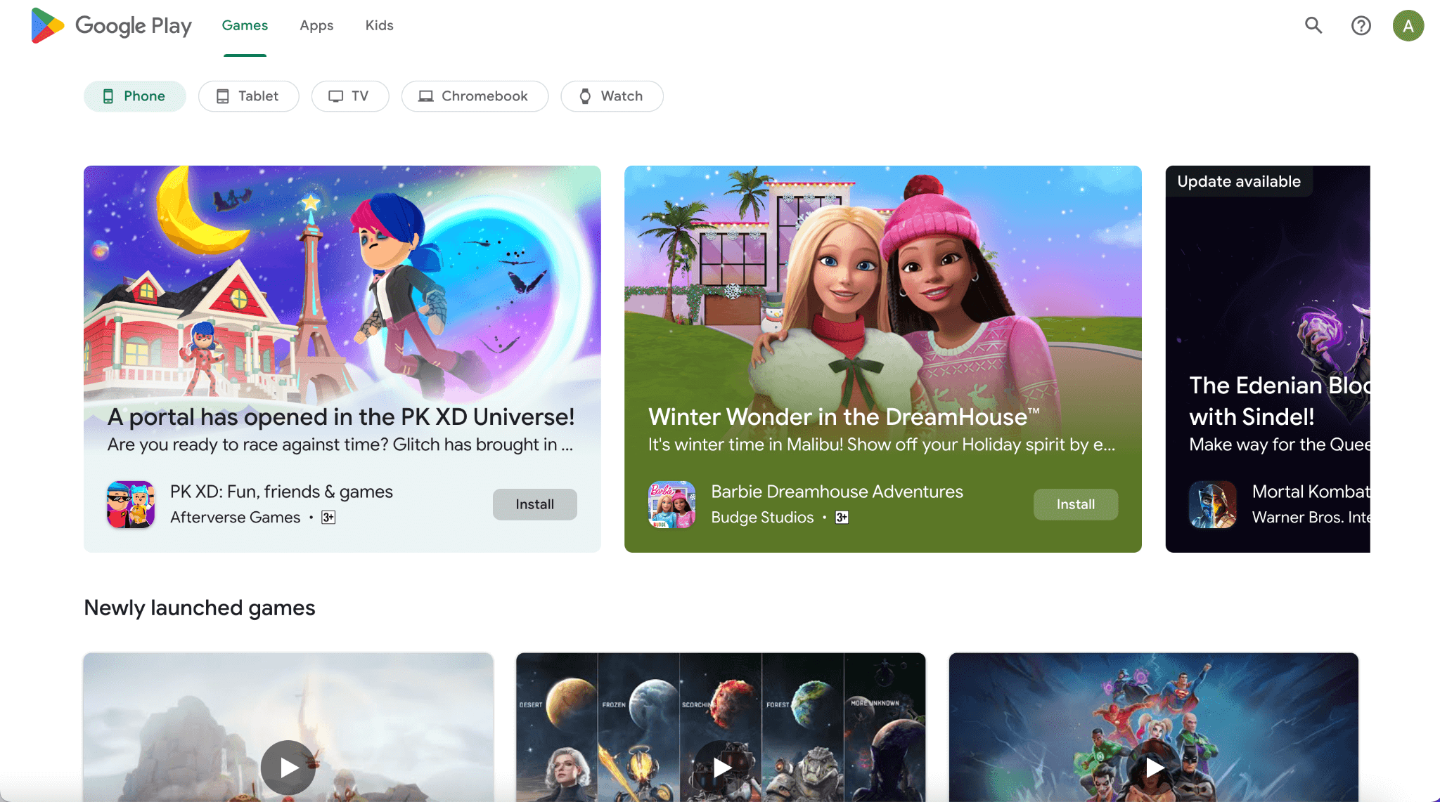 Google Play Store Online Screenshot