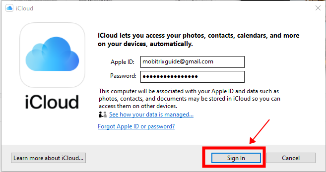 iCloud For Windows Sign In