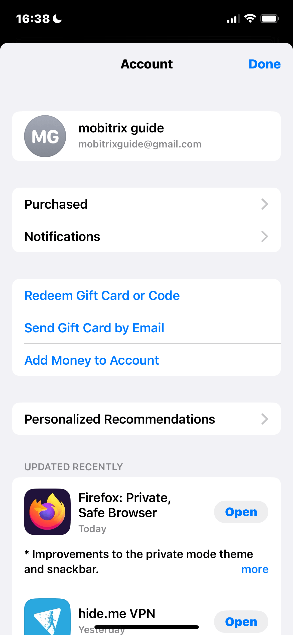 Iphone App Store Account Settings  Page