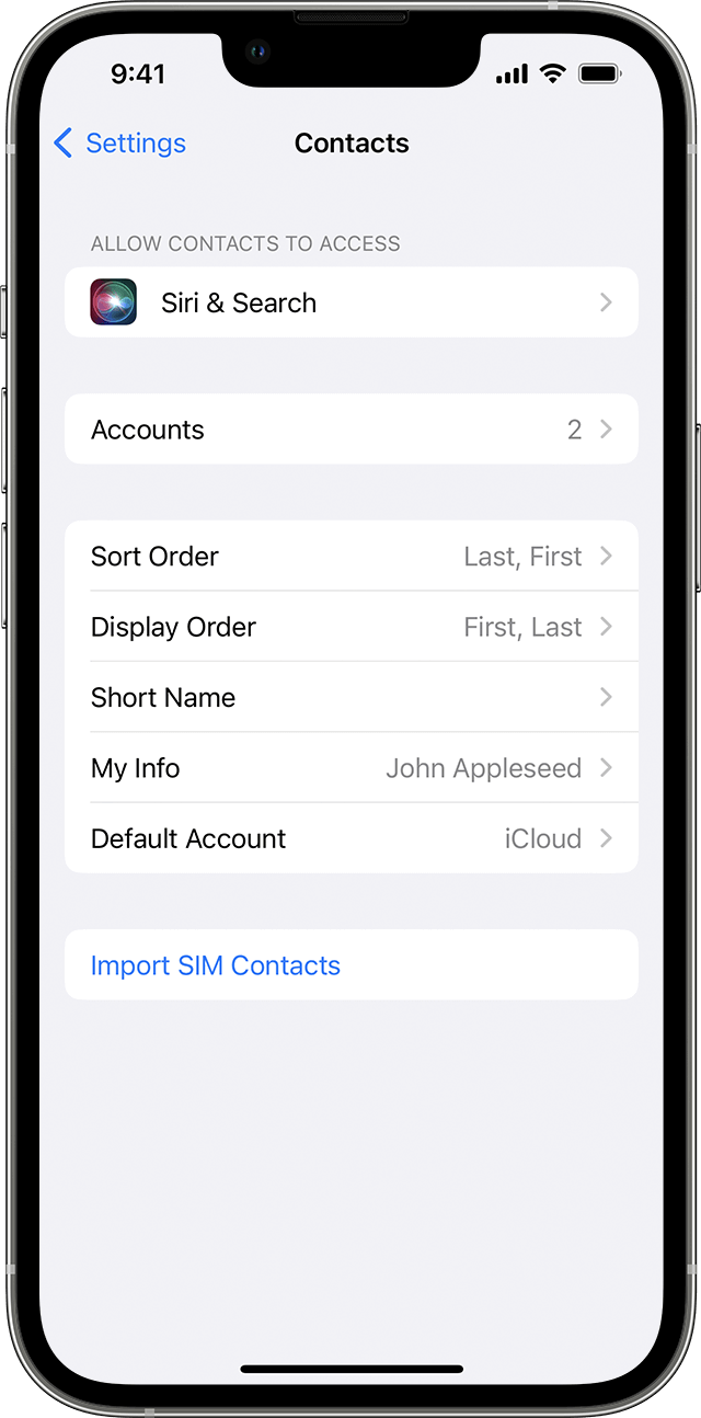  Iphone Settings Contacts Settings