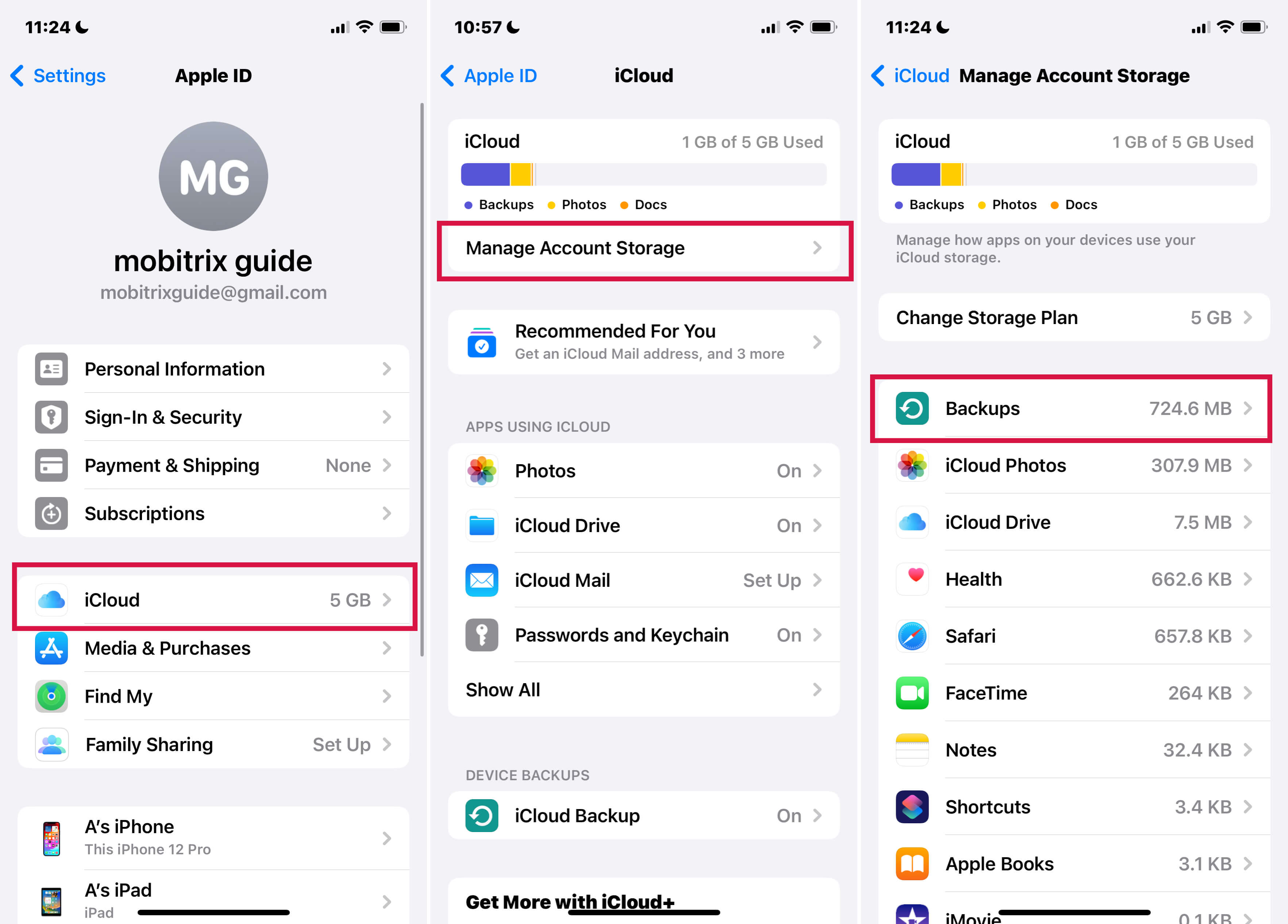 Iphone Settings Icloud Manage Account Backups