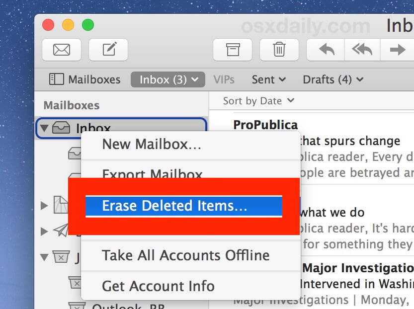 Mac Mailbox Erase Deleted Items