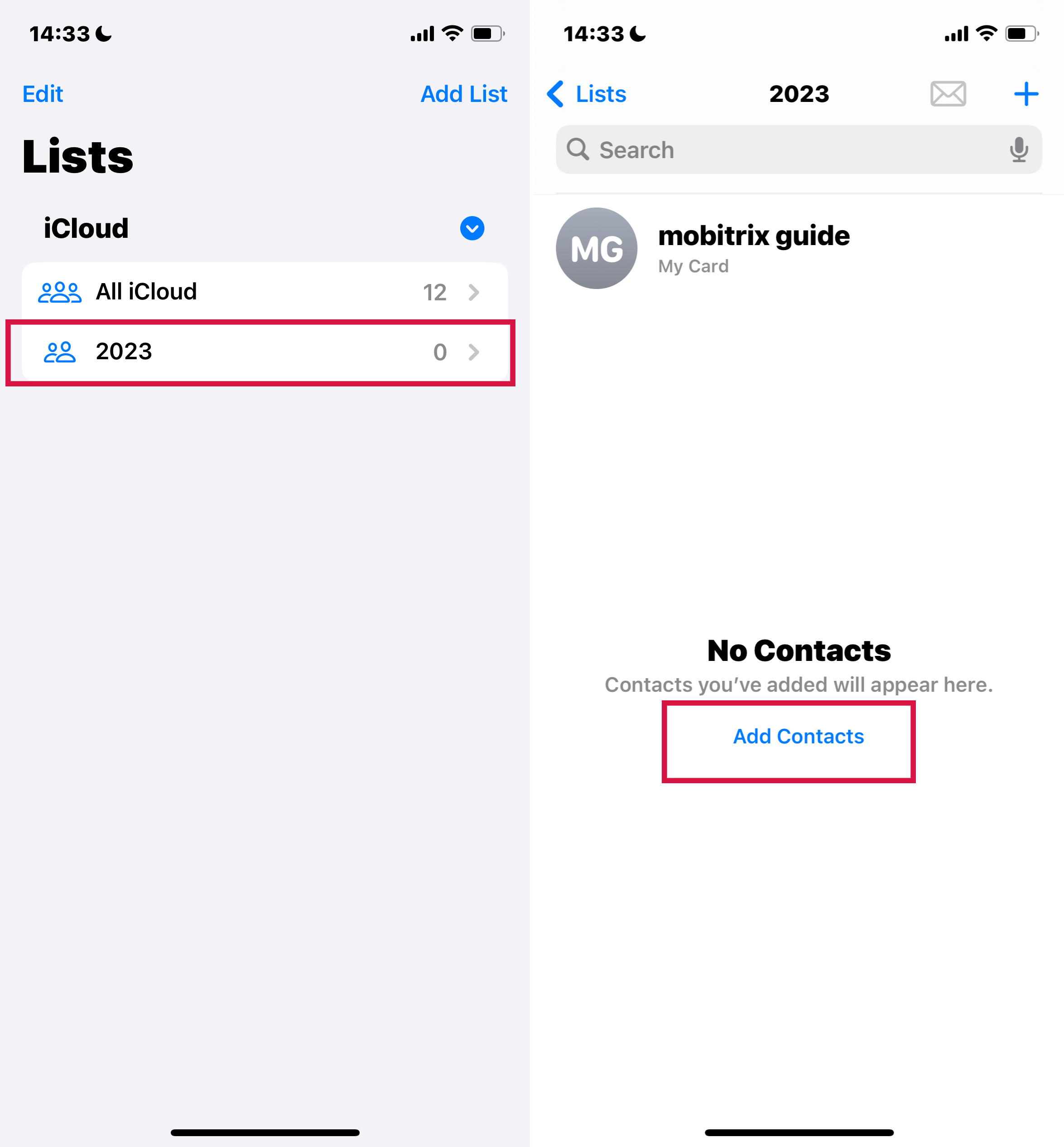 Step to Add Contacts to Your List on iphone