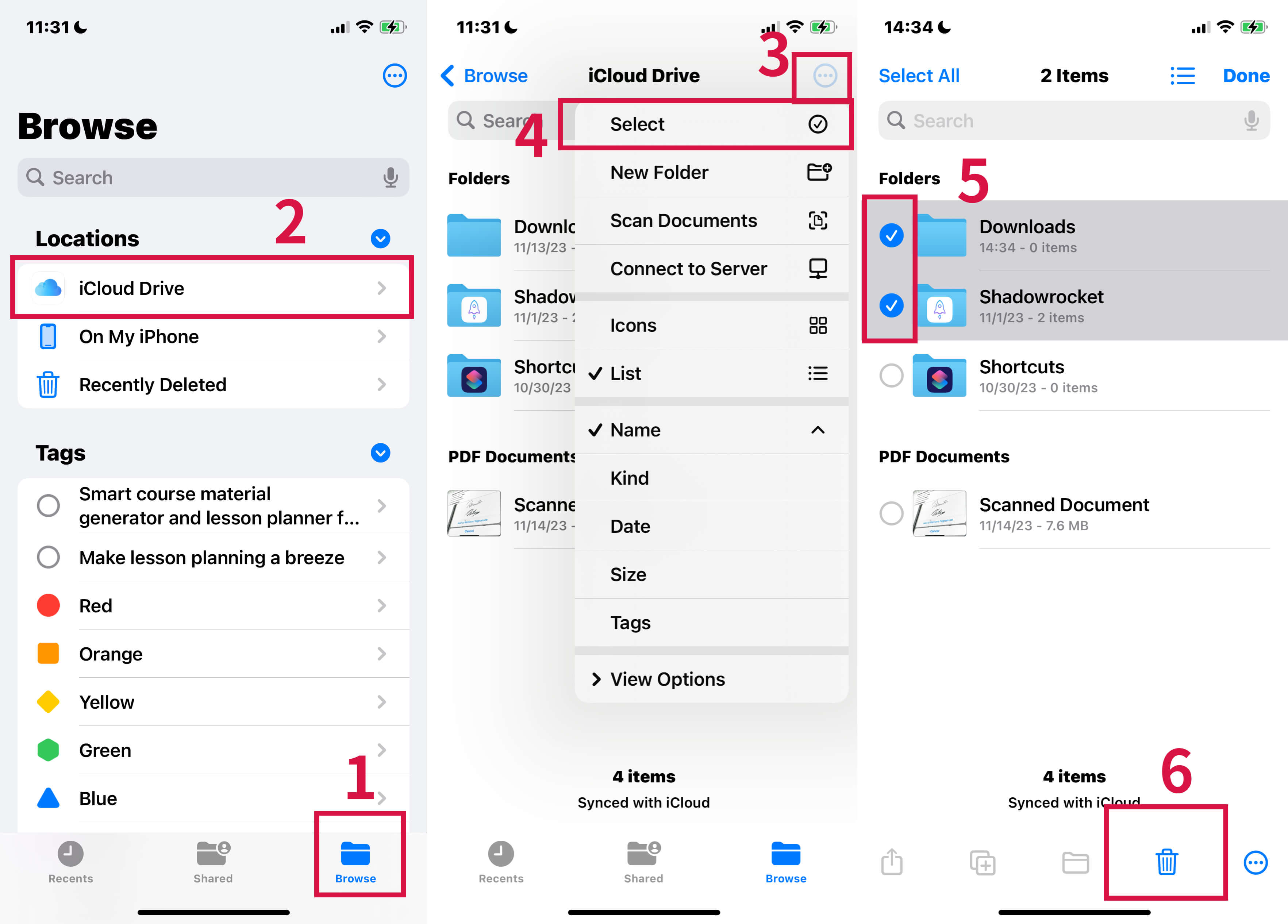 Steps to Delete Files and Folders in iCloud Drive On iPhone settings