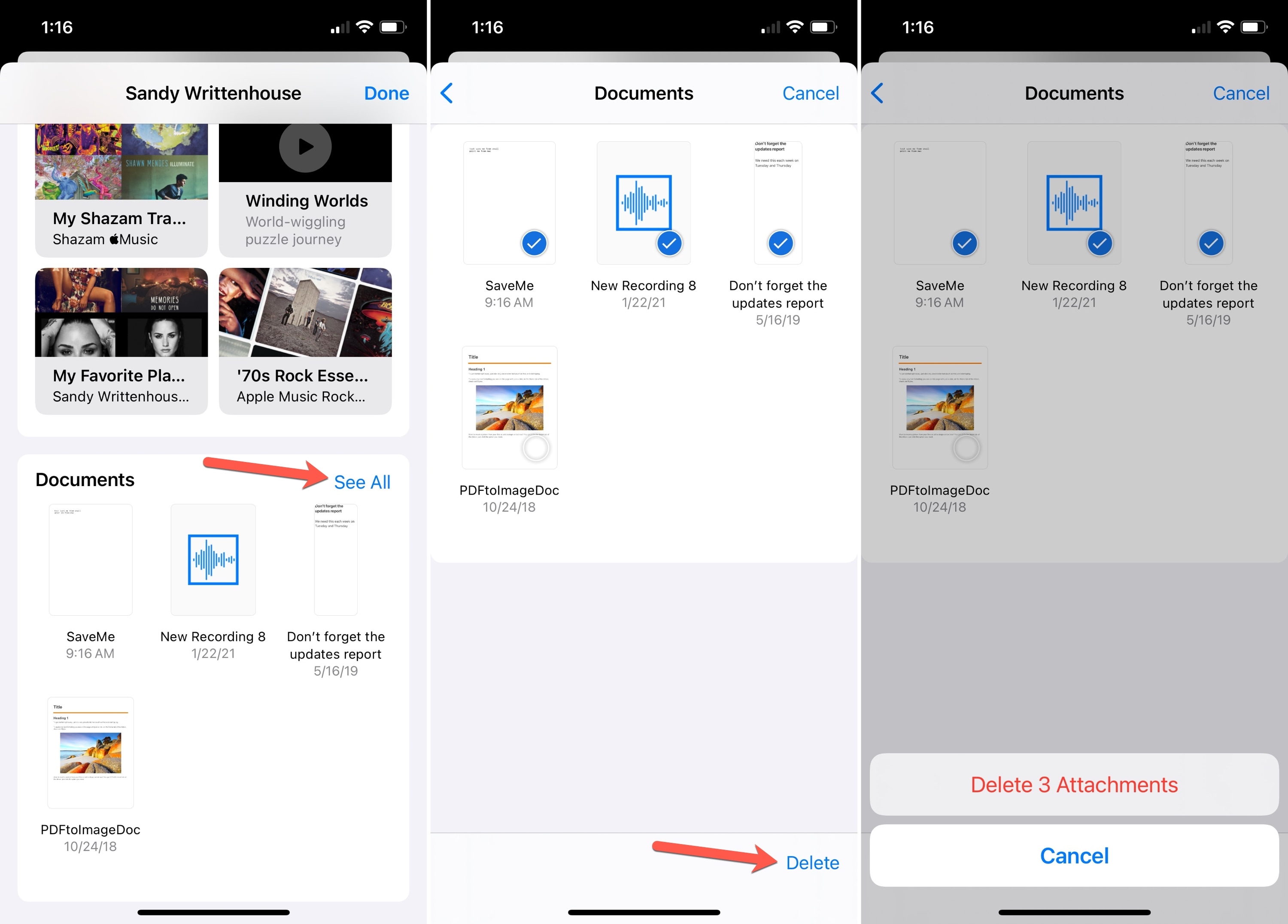 Steps to Deleting Multiple Attachments from a Contact or Conversation on iphone