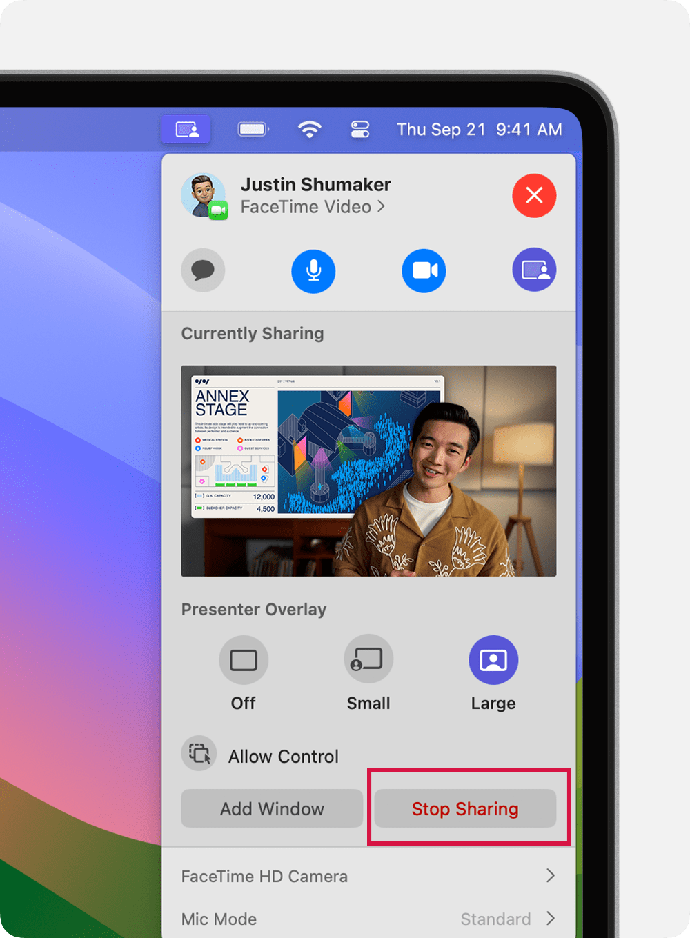 Stop Screen Sharing in a FaceTime Call on Mac